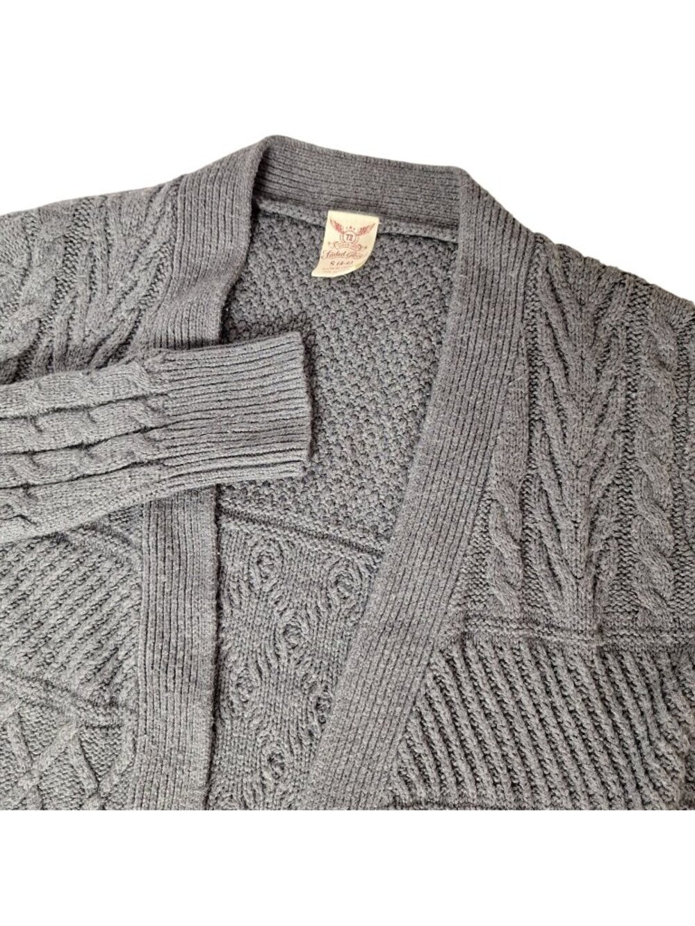 Faded Glory Charcoal Grey Cable Knit Cardigan Small